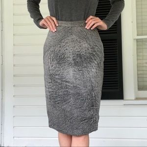 Vintage Printed Leather Hourglass Pencil Skirt